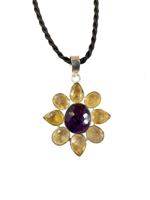 Citrine & Amethyst Daisy Pendant Citrine & Amethyst Daisy Pendant