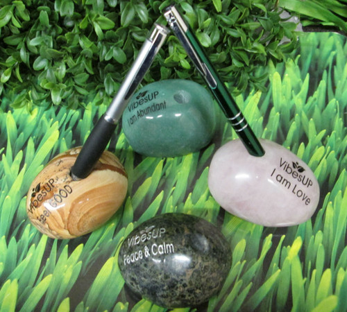 Infused Gemstone Massage Stone and Pen Holder Infused Gemstone Massage Stone and Pen Holder