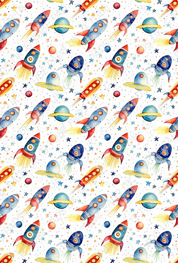 Rocket Ships Tape (seamless)