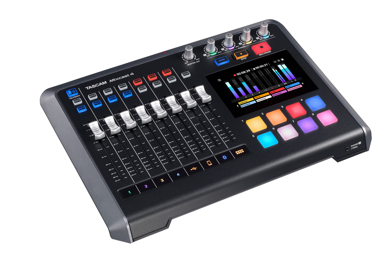 Tascam Mixcast 4 Podcast Mixer with Built in Recorder & USB