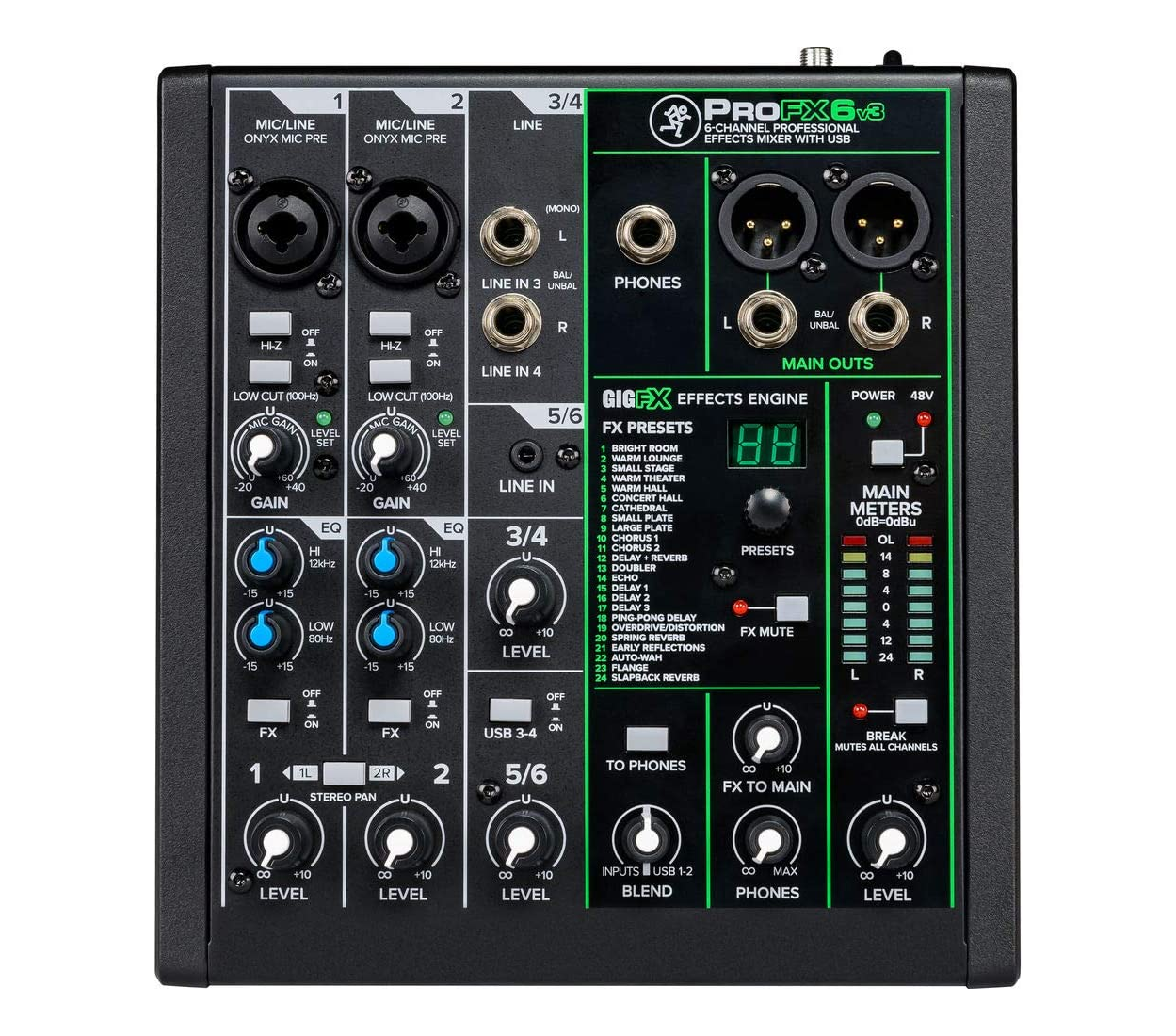 【美品】Mackie ProFX6v3 アナログミキサー 本体 MACKIE ProFX6v3 アナログ ミキサー 6ch プロフェッショナル 音響機材