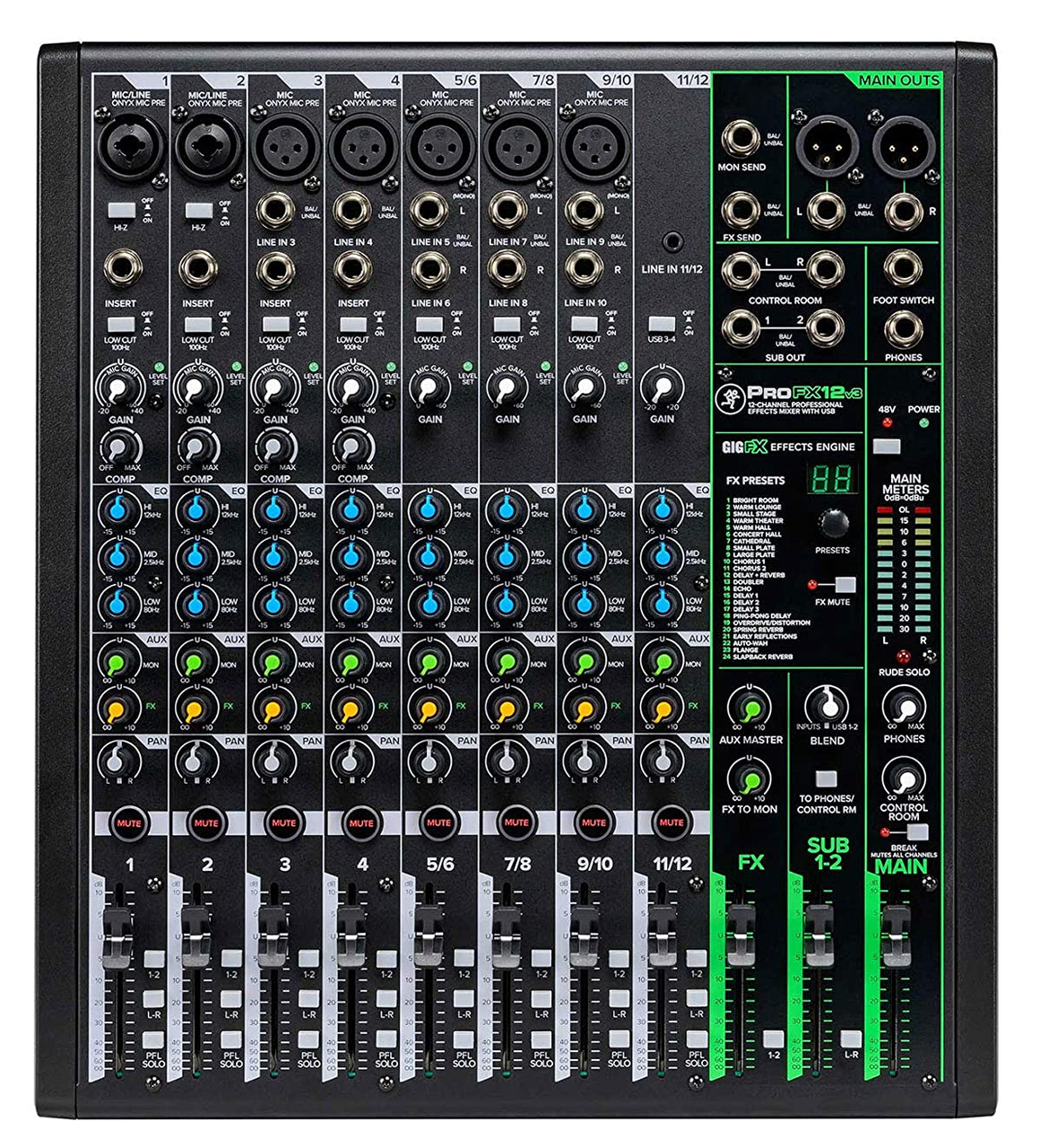 Mackie ProFX12 | Mixer MACKIE with 12-Channel USB ProFX12｜ProFX