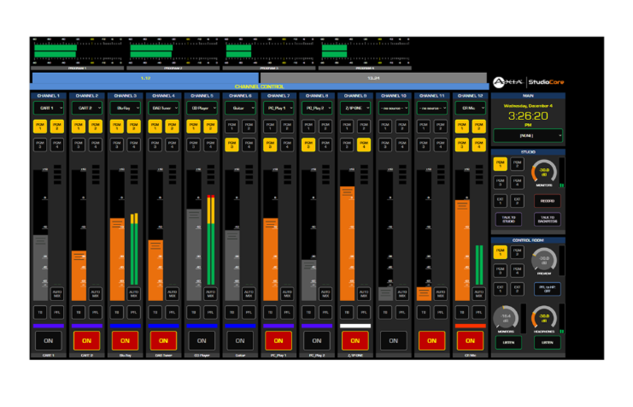 Axia Core Soft, Browser Control for StudioCore Engine