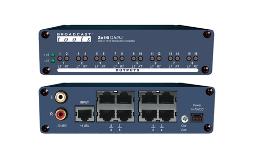 Broadcast Tools 2×16 DA/RJ, RJ45 Analog Distribution Amplifier