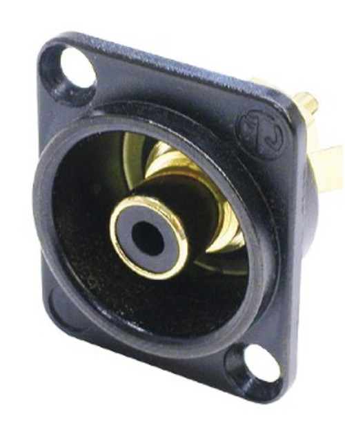 Neutrik NF2D-B-0 Phono socket in black D-shape housing, black center