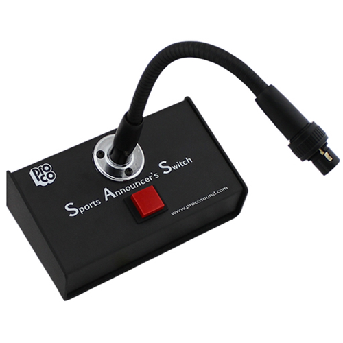 Pro Co Sound SAS3 Sports Announcer's Push-to-Talk Button Switch with 6" Gooseneck and XLR Mic Connector