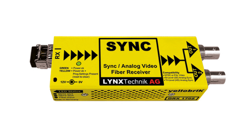 LYNX Technik Yellobrik ORX 1702-1 ST, Analog Video/Sync Singlemode Fiber Receiver, ST Connectors