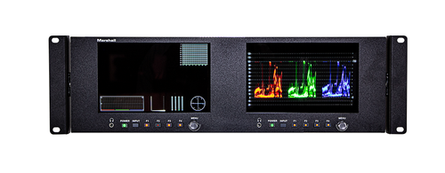Marshall V-702W-12G-V2, Dual 7" Rackmount Monitor with 12G-SDI & HDMI Inputs
