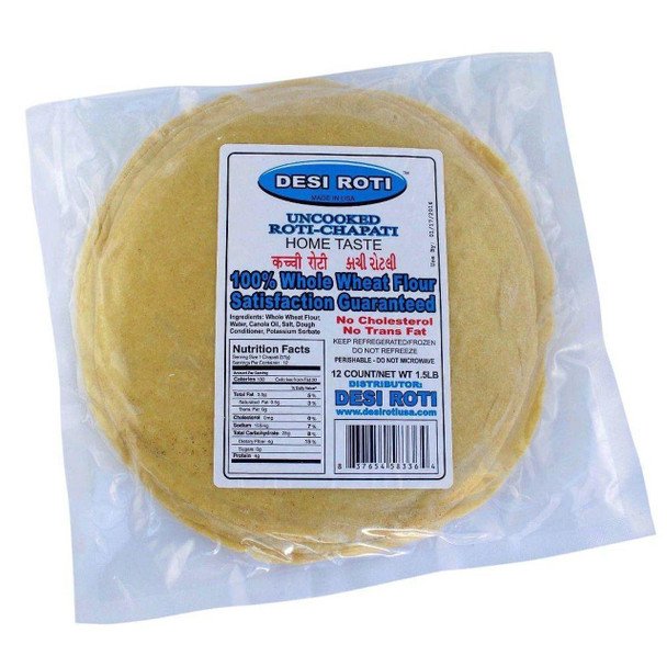 Desi Roti - Uncooked Roti/Chapati 12 Count