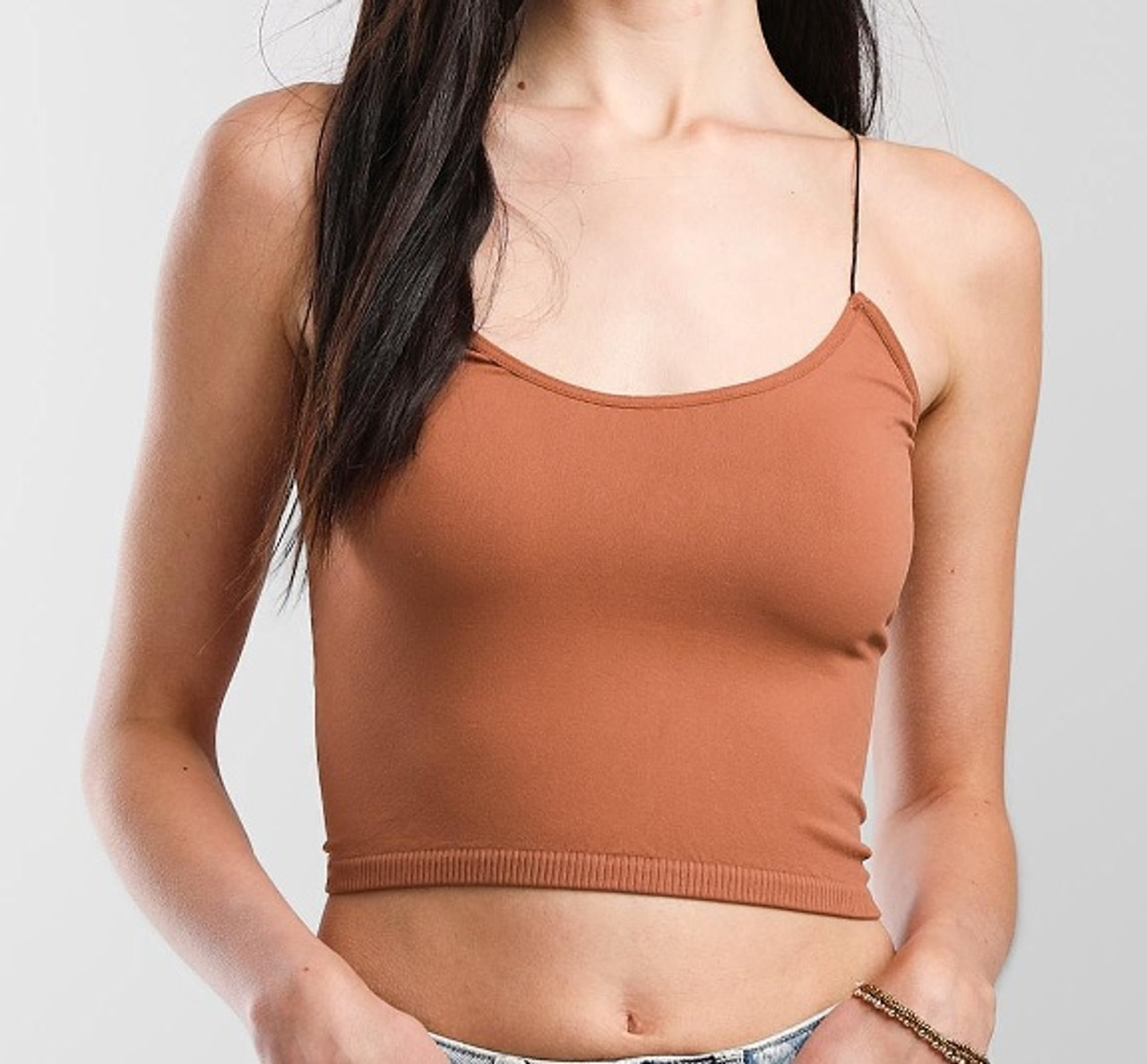 Free People skinny strap brami cami top in subtle green