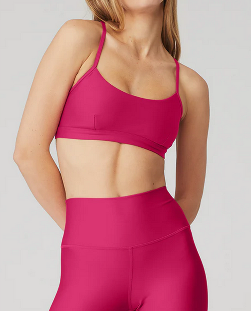A Pink Set: Alo Airlift Intrigue Bra and 7/8 High Waist Airlift