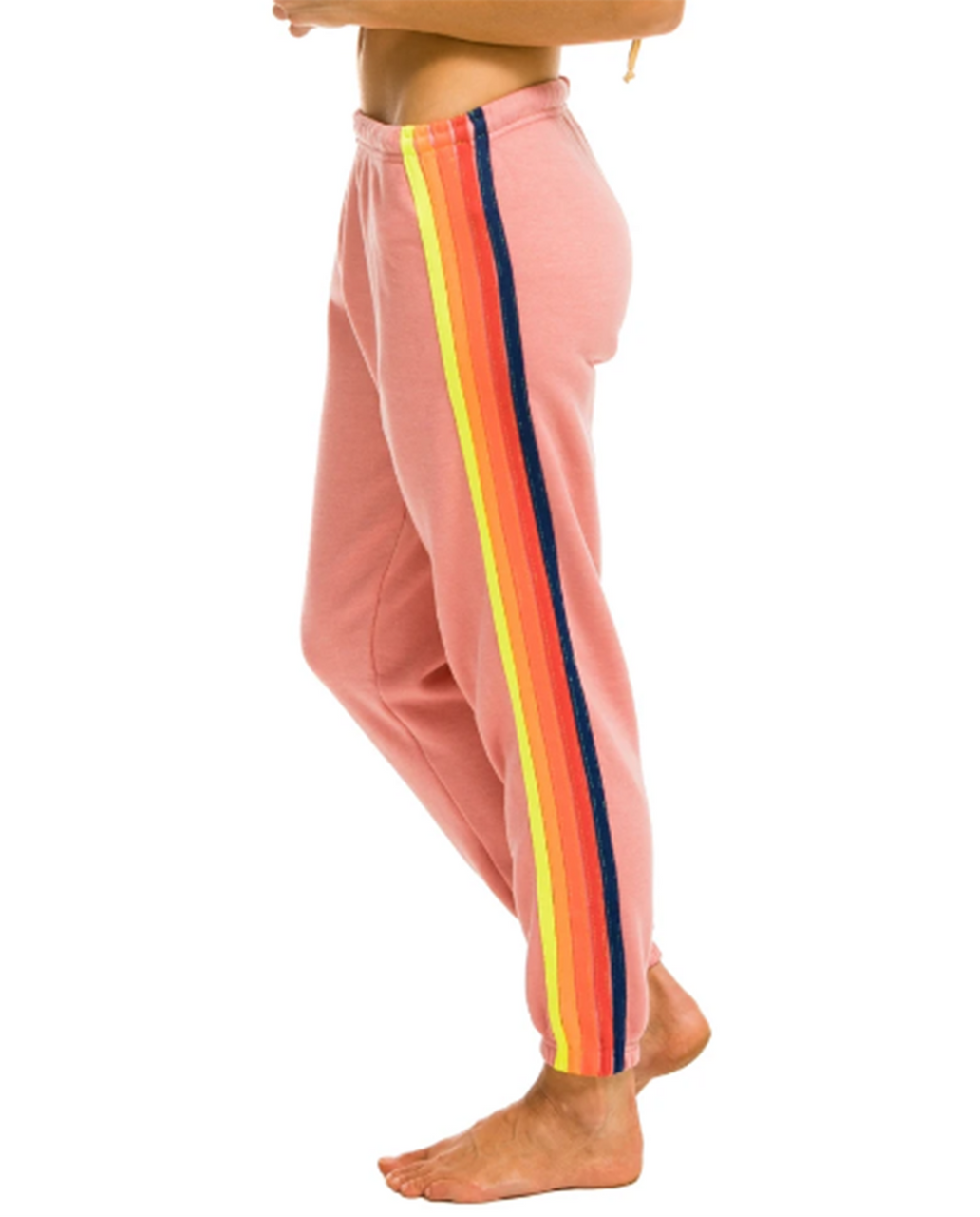 Aviator Nation 5 Stripe Sweatpant in Neon Pink, Yellow, & Purple