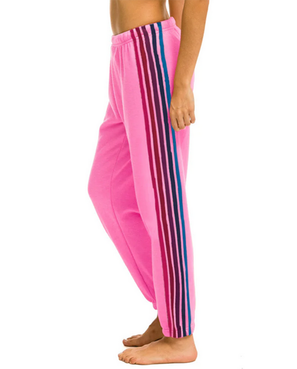Aviator Nation 5 Stripe Women's Sweatpants Neon Pink/Neon Rainbow – Move  Athleisure