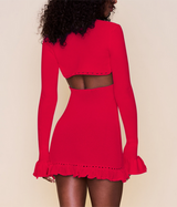 Womens Crochet Ruffle Sleeve Bolero