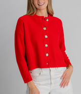 Womens Nina Crewneck Cardigan - Chocolate - XL