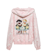 Womens Let Love Guide My Way Rhinestone Racer Hoodie in Pink