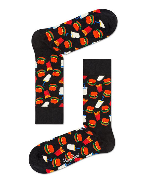 HAPPY SOCKS Mens Hamburger Sock in Black Combo