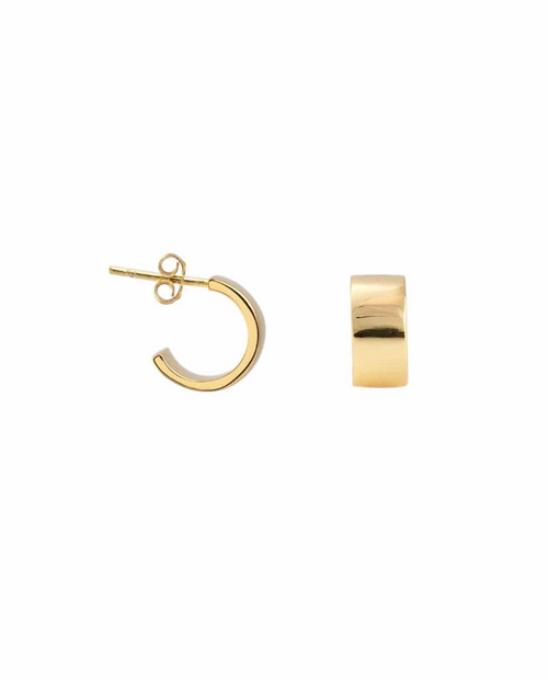 Womens Wide Huggie Hoop Earrings in 18k Gold Vermeil