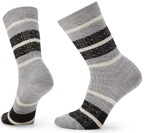 Womens Everyday Striped Cable Crew Socks