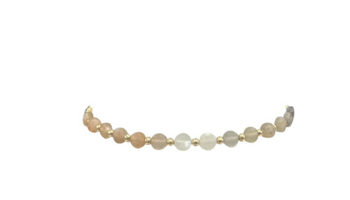 2mm Yellow Gold Filled Bracelet with Moonstone Ombre Pattern 6.25in