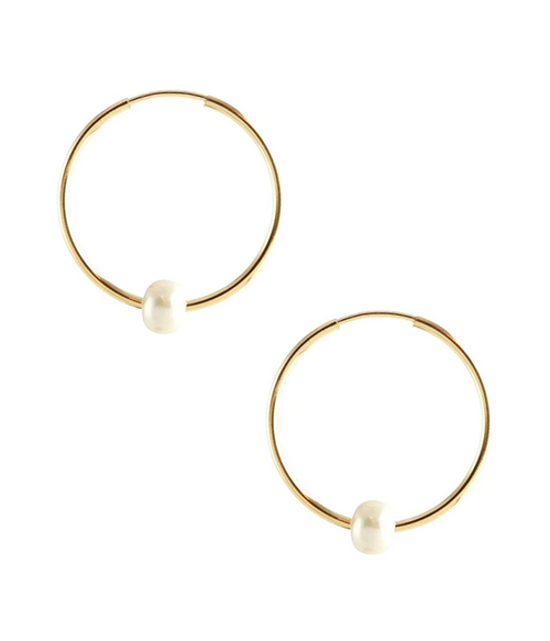 Womens Freshwater Pearl Deatherweight Hoop Earrings Gold Filled Womens Freshwater Pearl Deatherweight Hoop Earrings Gold Filled