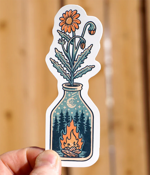 Campfire and Flowers Sticker