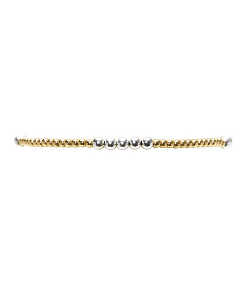 2MM Yellow Gold Filled Bracelet with 3MM Sterling Silver - 6.75