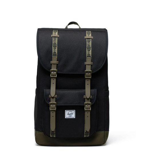 Herschel Little America Backpack in Black/Ivy Green