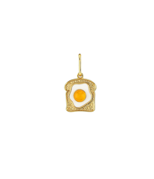 Womens Egg on Toast Enamel Charm Necklace