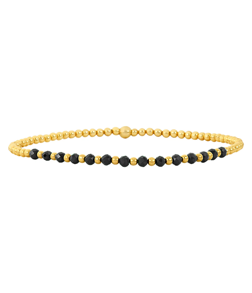 2MM Signature Bracelet with Black Spinel Gold Pattern - 6.75 / Yellow Gold