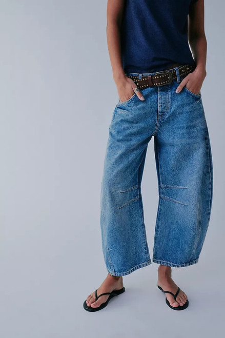 Womens We The Free Good Luck Mid-Rise Barrel Jeans