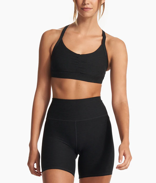 Elevation Ruched Bra, Sky Grey Heather Sports Bra