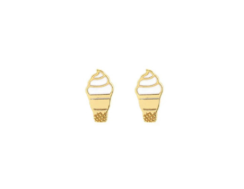 Womens Ice Cream Enamel Stud Earrings in Gold