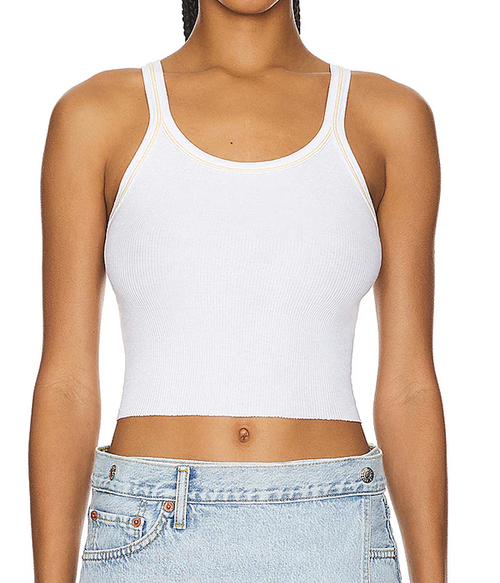 Re/Done Womens Cropped Ribbed Tank