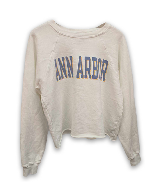 Unisex Crop Sweatshirt Ann Arbor Blue/Yellow Font