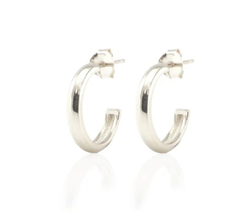 Womens Sterling Silver Hollow Hoop Earrings 25mm Womens Sterling Silver Hollow Hoop Earrings 25mm