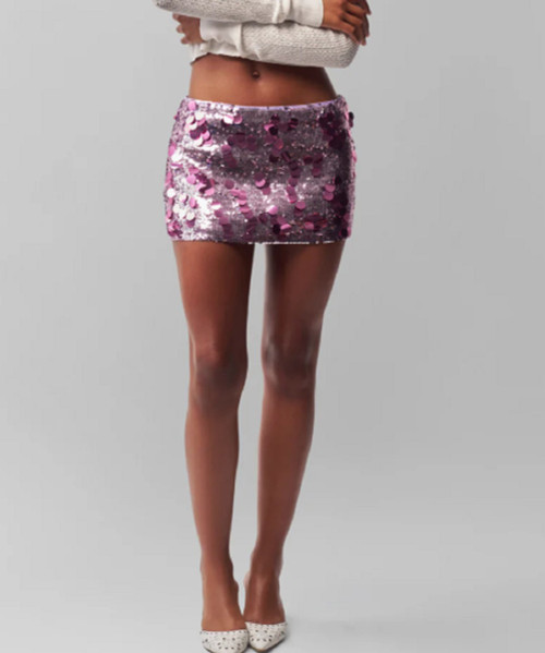 Womens Low Rise Paillette Skirt A - 111_Seashell White - M