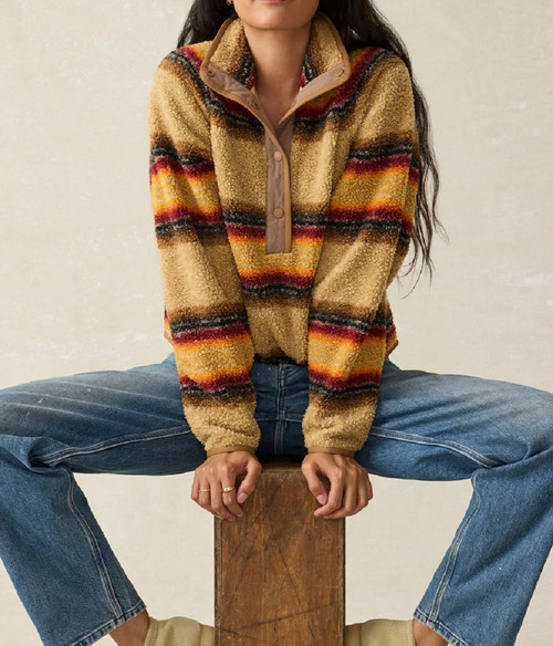Womens Fireside Fleece Popover - Fireside Stripe - XXL