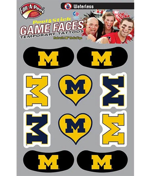 Michigan Game Faces Temporary Tattoos