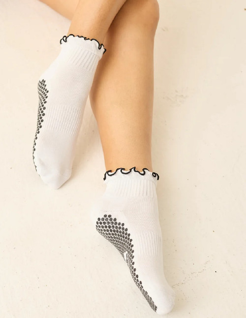 The Ruffle Grip Sock in White
