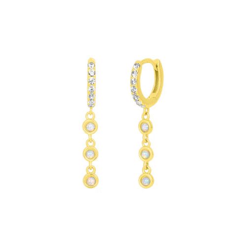 Womens Sophia Opal Huggies Gold