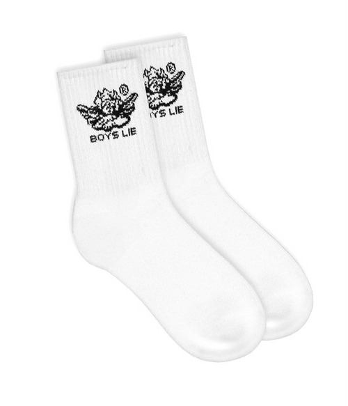 Womens Boys Lie Black Logo Sock