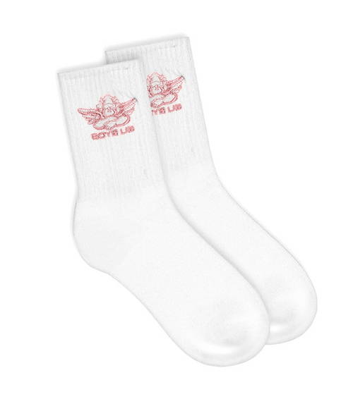 Womens Boys Lie Pink Logo Sock