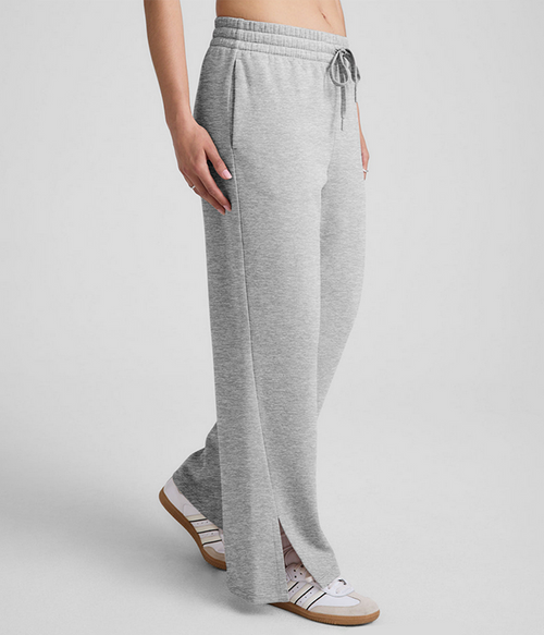 Womens Luxefleece Side Slit Wide Leg Pant