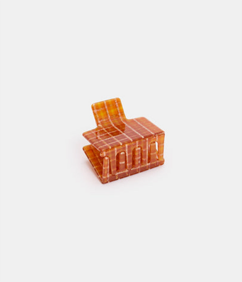 Midi Box Claw in Caramel Plaid