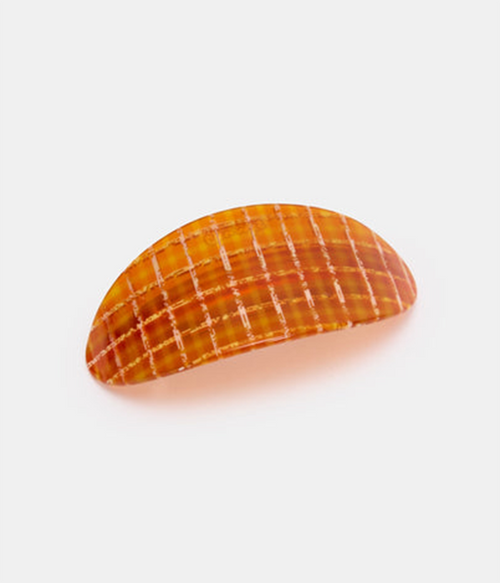 Oval Barrette in Caramel Plaid