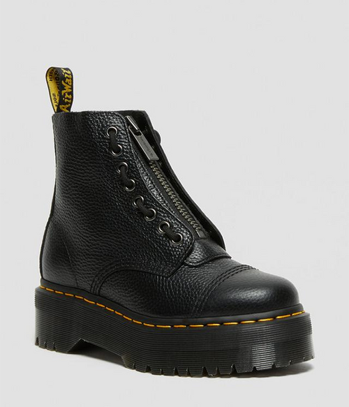 Womens Sinclair Milled Nappa Leather Platform Boots in Black