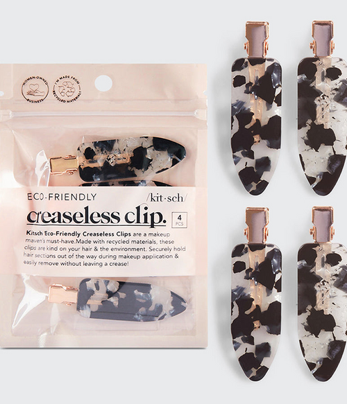 Eco-Friendly Creaseless Clips 4pc Set - Black Terrazzo