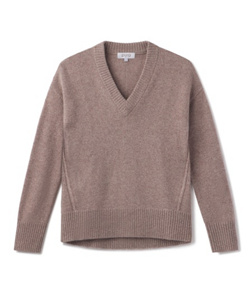 Womens Cashmere Forward Seam V-Neck