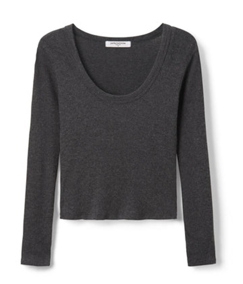 Womens Josie 2x1 Sweater Rib Long Sleeve U-Neck
